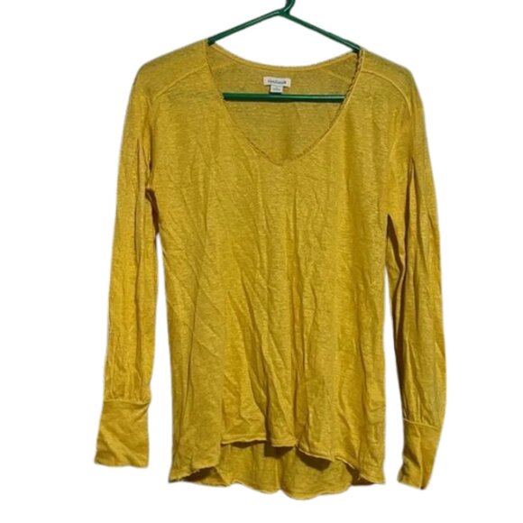 Sundance 100% Linen Yellow Long Sleeve Blouse SMALL - Picture 1 of 5